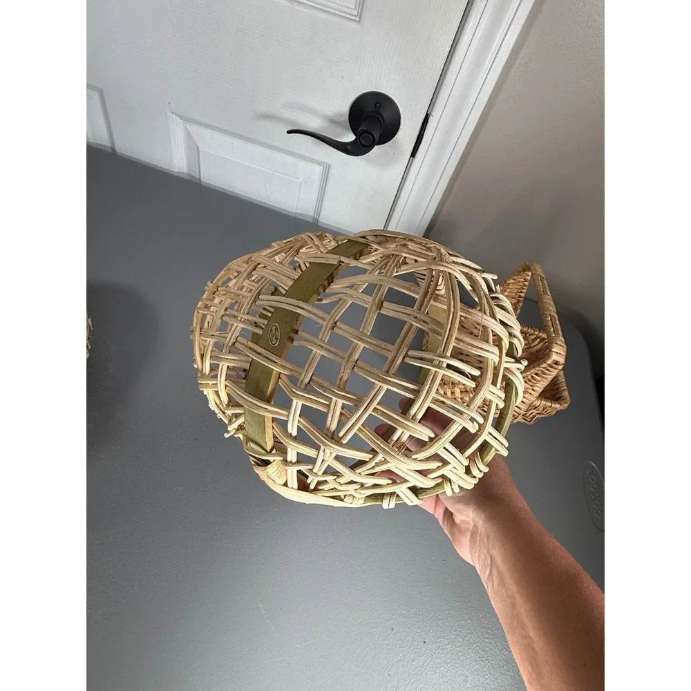 Wicker Basket Set Heart Shaped Round Rectangular Farmhouse Decor Lot 3